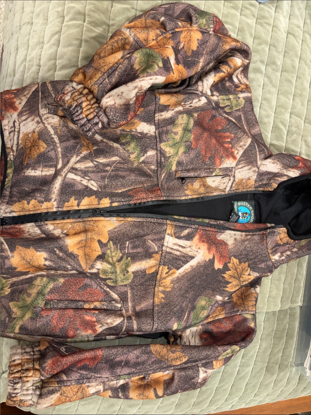 Masters Kids Leaf Camo Hooded Puffer Jacket - Brown & Green